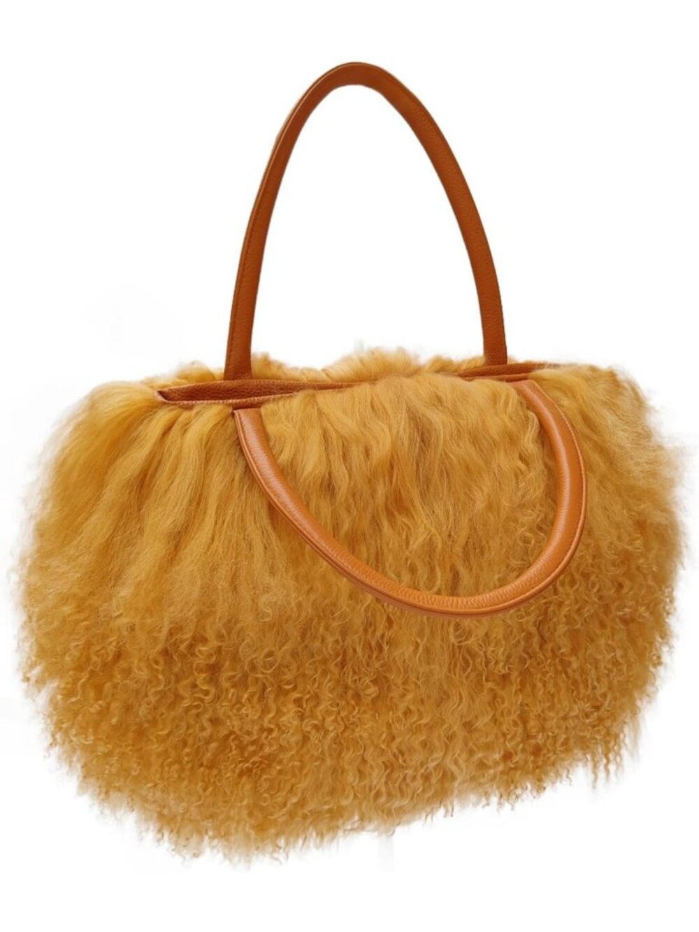 Luxury Real Curly Mongolian Lamb Fur Handbag - Chic Women's Fashion Purse